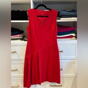 T Tahari Poppy Red Knit Raw Edge Jensen Dress Sleeveless SZ 8